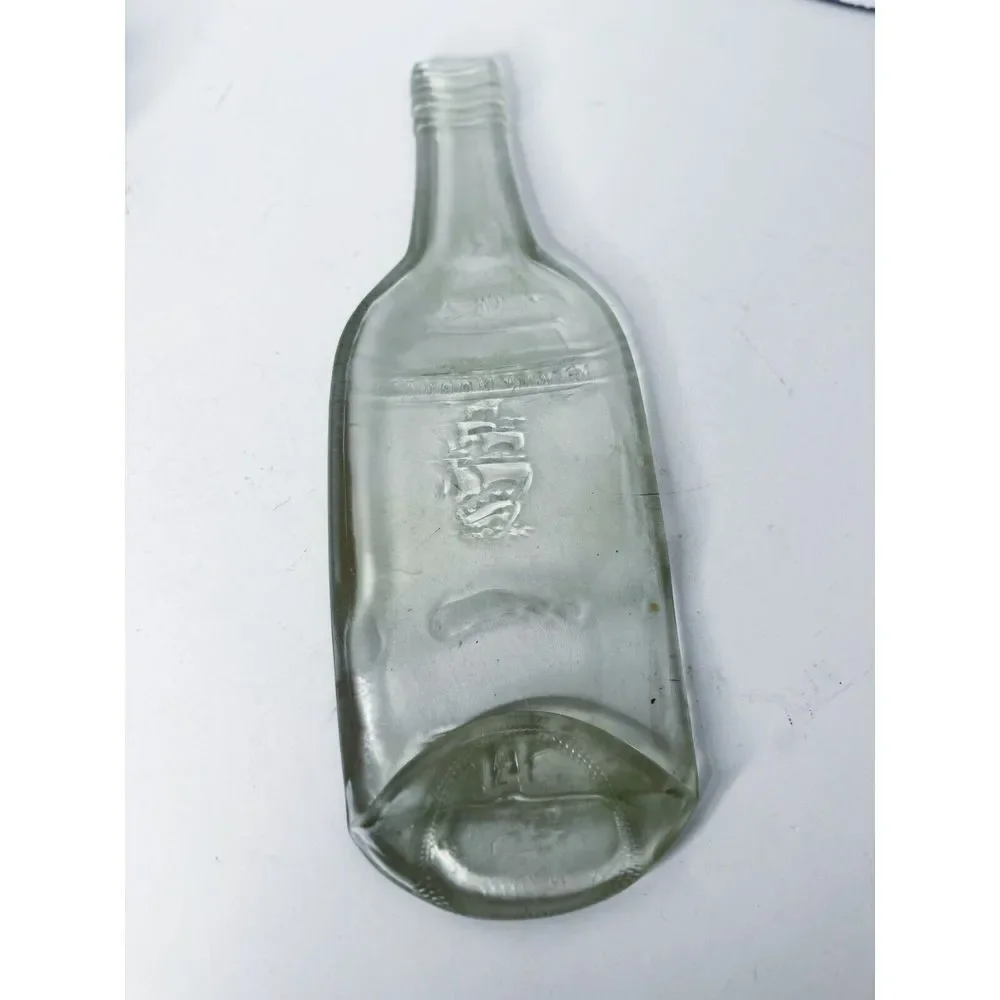 Clear Green Glass Pirate Upcycled Wine‎ Bottle Serving Tray, spoon rest